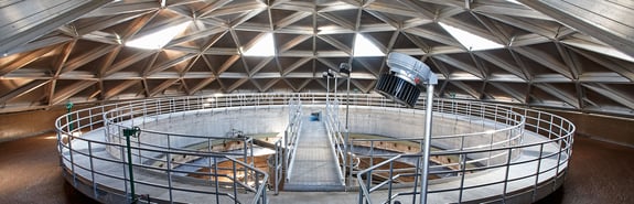 Empty wastewater treatment tank underneath dome