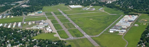 Aerial view of runways at Crystal Airport