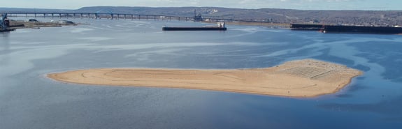 Small sand island in Duluth-Superior harbor