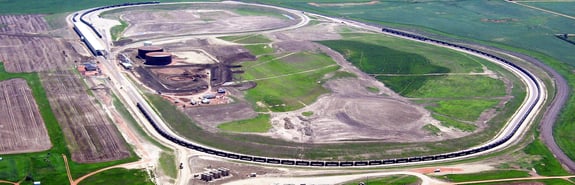 Aerial view of crude oil loading terminal and train